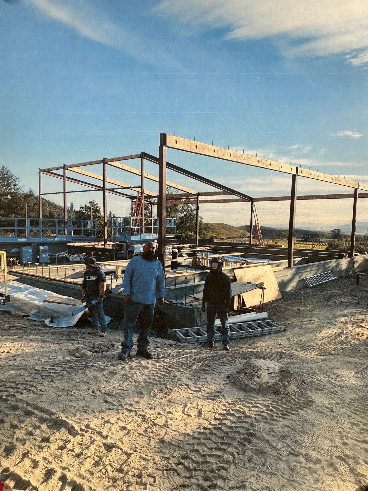 Robledo Ironworks structural steel on a Napa Valley job site