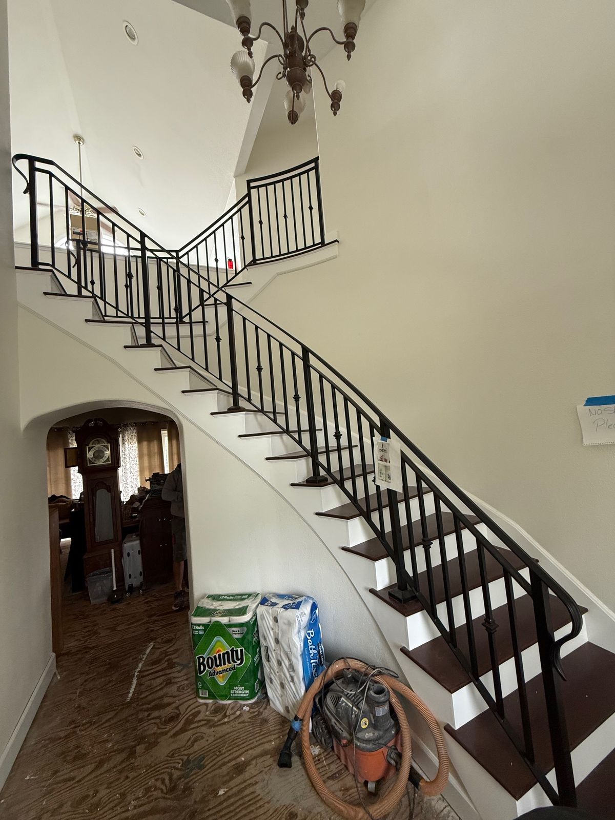 Custom iron staircase railing in a Napa, CA home
