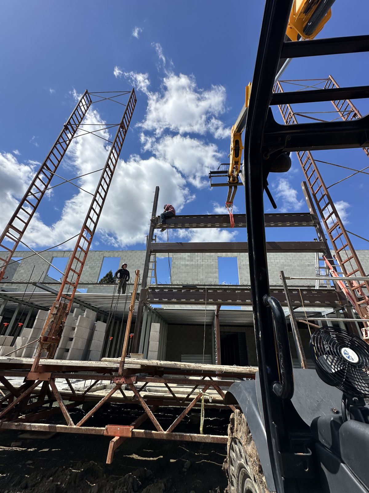 Structural steel framework on a Napa Valley job site